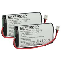 Extensilo 2x Batería Compatible Con Zafferano Poldina Pro Mini Lámpara De Mesa / Mesita De Noche (6800 Mah, 3,7 V, Li-ion)