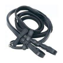 Full, Marrone: Rênes En Or En Cuir Italien Avec Caoutchoucs Souples Et Boucles En Acier Inoxydable