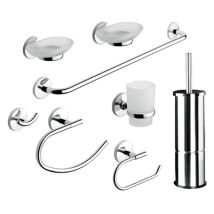 8-teiliges Badzubehör-Set aus Messing und Glas – Badezimmeraccessoires für elegantes Design