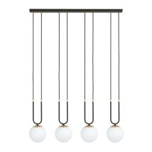 Lampada A Sospensione Glam, Acciaio Verniciato A Polvere, Vetro, Nero, Bianco, 92x115x15 Cm