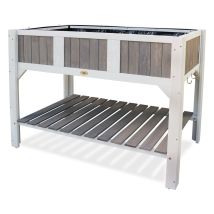 Aiuola rialzata Klara in legno bianco/grigio – 119x57x89 cm – Rivestimento in pellicola perforata – HABAU