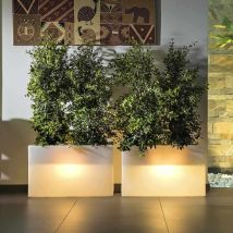 Tekcnoplast - Jardinière Pot De Fleurs Rectangulaire Avec Lumière En Résine 90x30 Cm Mod. Flowerpot Top Led Multicolor Batterie Solaire