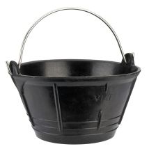 Cubo de caucho negro 10 litros – Asa metálica – Resistente a golpes y temperaturas – Ideal para albañilería