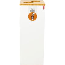 Collecteur de gobelets Lune Paxa – 34 L – Acier galvanisé – Couvercle en bambou – Poubelle d'extérieur