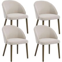 Dayalane Dining Chairs 4pcs In Chenille Padded Retro Rustic Chairs Vintage Kitchen Chairs With Wood Legs For Living Room Restaurant, Beige