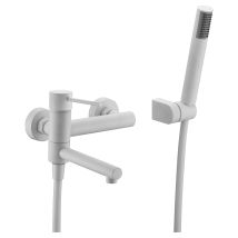 Imex Badarmatur Aus Weißem Mattem Messing Und Zamak Mit Drehbarem Auslauf Abs-duschgriffhalter 18 M Metallflexschlauch Und 35-mm-keramikkartusche – 