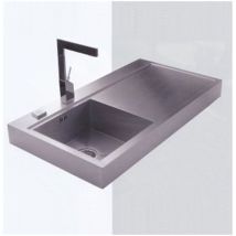 Fregadero de acero inoxidable Luisina EV4901IB – 1 cubeta y escurreplatos – 100 x 53,5 cm – Profundidad 18 cm