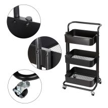 Bc-elec - Ht2-sh3m-black Carro De Servicio Con Ruedas Met licas, Carro De Cocina, Carro De Ba o, Carro De 3 Etapas Con Frenos