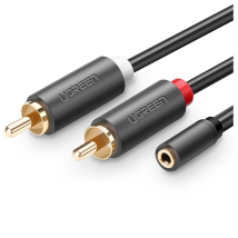 Cable Ugreen Av102 Con 2 Conectores Rca (rca) De 3,5 Mm Y 1 M (negro)