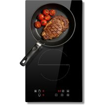 Plaque Induction 2 Feux 3500w, Table De Cuisson À Induction Encastrable 30cm, Commande Tactile, 9 Niveaux De Puissance, Minuterie, Boost, Verrouillage