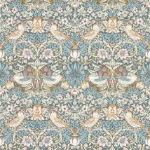 Clarke And Clarke - William Morris Design Strawberry Thief Wallpaper Slate Blush Paste The Wall