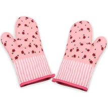 Ofenhandschuhe, Topflappen, Kochhandschuhe, Ofenhandschuhe, Ofenhandschuhe, 1 Paar (rosa Blume)