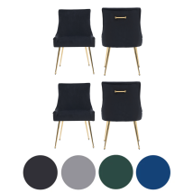 Set Of 4 Black Viviana Velvet Dining Chairs With Gold Legs And Ring Handle - Modern Upholstered Accent Chair