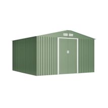 Metallgerätehaus 10,2 M2 Light Green- 4 Antikondensationsgitter - Grün Und Beige - Doppelschiebetür - Gartenhaus Aus Metall