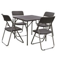 Fraschetti - Table Pliante Avec Chaises Incluses Ensemble De Table En Résine En Acier Avec 4 Chaises Anthracites Jardin Voici
