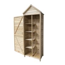 Armario Multiusos Para Jardín Gardiun Candy 35x70x177 Cm En Madera Con Puerta Abatible Y Cerrojo Cubierta De Acero Galvanizado