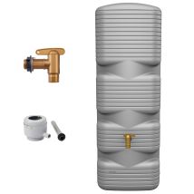 4rain Quadro Serbatoio Da Parete Set Completo 170 Litri Grigio Cemento Incl. Rubinetto In Plastica E Raccordo Pluviale