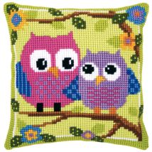 Vervaco - Cuscino A Punto Croce Con Gufi, Colore: Multicolore