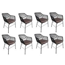 Silla de jardín TARA con cojín de asiento – Acero galvanizado – Color negro – Capacidad de carga 120 kg – 4,8 kg
