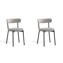 Lot De 2 Chaises De Salle À Manger, Detroit En Textile Texturé Gris Et Métal, 75x46x49 Cm