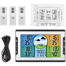 Ulisem Kabellose Wetterstation Für Drinnen Und Draußen, Thermometer-hygrometer Mit 3 Sensoren, 3-in-1-funktion, Wettervorhersage, Wecker Und 