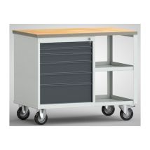 Establecido Pw 700 L.1000xp620xh805 Mm Haya Multiplex Gris Claro, Ral 7035 Gris Antracita, Ral 7016 6 Tiroirs