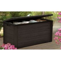 Tood Malle De Rangement En Resine - 300 L - Marron Aspect Bois - 120 X 46 X 58 Cm
