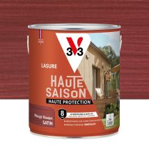 V33 Hochsaison-holzlasur (8 Jahre Haltbarkeit), Baskischrot, Seidenmatt, 2,5 L V33