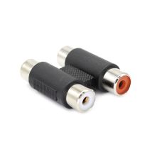 Adaptador de audio 2x RCA hembra – Negro – Plástico resistente – Conexión: 2x RCA hembra