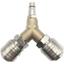 Compressed Air Distributor, Compressed Air Connector, Compressed Air Switch, With Two 1/4 Inch Threaded Connectors, Rustproof Brass Kcvv