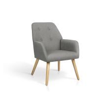 Hispanohogar,fauteuil En Tissu Gris Avec Pieds En Bois Naturel 81x61x68