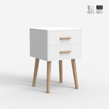 Comodino In Legno Stile Nordico Per Camera Da Letto Bianco Nero Corallo - Bianco