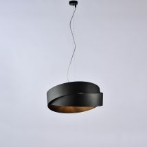 Belight - Sospensione In Ferro Laccato Nero Con Cavo In Acciaio Regolabile 2 Luci H.22 - Max 122 - Ø46