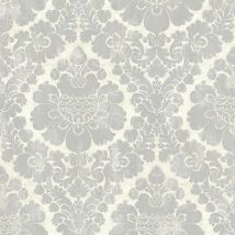 Wallquest - Caspia Traditional Damask Grey Wallpaper Metallic Effect Feature Wall