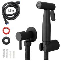 Rubinetto Per Wc Con Spruzzatore Per Bidet Portatile Nero, In Acciaio Inox, Per Bagno Freddo, Valvola Shattaf