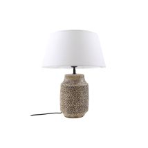 Lindby – Lampada da tavolo Aelith in ceramica marrone Ø 40 cm, E27, interruttore incluso – Grigio