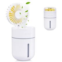 400 Ml Mini-luftbefeuchter Mit Ventilator, Usb Wiederaufladbar, Tragbarer Ventilator, Klimaanlage, Luftreiniger, Superstummes Nachtlicht, 2 Kühlnebel-