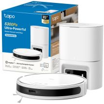 Tapo Rv20 Max Plus Bianco Robot Aspirapolvere Lavapavimenti Con Mappatura 5300pa, Svuotamento Automatico Polvere 3l, Navigazione Lidar Magslim, Design