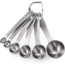 6-teiliges Messlöffel-set: Küchenmesslöffel-set Aus 18/8 Edelstahl (1/8 Tl, 1/4 Tl, 1/2 Tl, 1 Tl, 1/2 El Und 1 El) Für Trockene Und Flüssige Zutaten