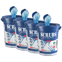 Set Da 4 Secchi Da 72 Salviette Detergenti Per Mani Scrubs – Salviette Antibatteriche Professionali – Pulizia Efficace Di Grasso, Vernice E Olio – 