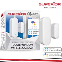 Sensore allarme per porte e finestre smart – Compatibile con Alexa e Google Assistant – 2,4 x 7 x 32 cm – 0,115 kg – Superior