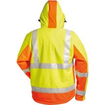 Chaqueta softshell alta visibilidad 100% poliéster impermeable – EN ISO 20471 clase 3 – Capucha desmontable – Tiras reflectantes 3M