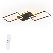 Gbly Deckenlampe Wohnzimmer Led Deckenleuchte - Groß Schwarz Wohnzimmerlampe Decke Dimmbar Mit Fernbedienung 63w Modern Schlafzimmerlampe Metall 