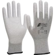 Nitras - Guantes En420 En388 En1149-3 En16350 Talla L Esd Nylon-carbón Gris Pu Parcialmente Recubierto (por 12)