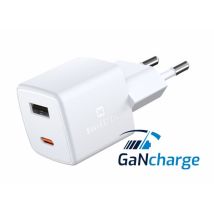 Swissten Mini Cargador De Viaje Con Tecnología Gan Y Carga Rápida Qualcomm, Power Delivery 30 W, 1 X Usb-c, 1 X Usb, Dimensiones 3 X 3 X 3 Cm, 