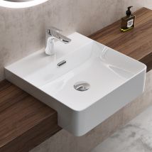 Sogood - Doporro Einbauwashbecken Keramik Waschbecken Handwaschbecken Eckig Waschtisch In Weiß Glänzend Bad 42,5x42,5x12,5 Cm Brüssel702 - Glänzend 