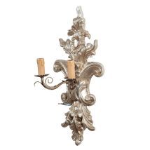 Biscottini - Shabby Wall Lamp In Wood And Iron Finish Antique Silver Leaf Made In Italy
