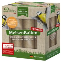 Delicia Premium Balles De Mésanges Avec Insectes 60 Sans Filet Nourriture Pour Toute L'Année