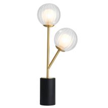 Merano Rome Lampe De Table Complète, Plaque De Laiton Satiné, Verre