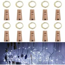 Aiducho - Lot De 10 Led Bouteille Guirlande Liège Lampes, 2m 20 Led Lampes De Bouteille,argenté Fil Guirlandes Lumineuses Pour Diy Décorer Fête, 